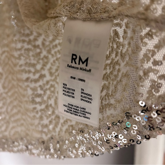 Rebecca Minkoff Gold drop sleeve top blouse NYE sparkly sequin holiday party s - Picture 2 of 6